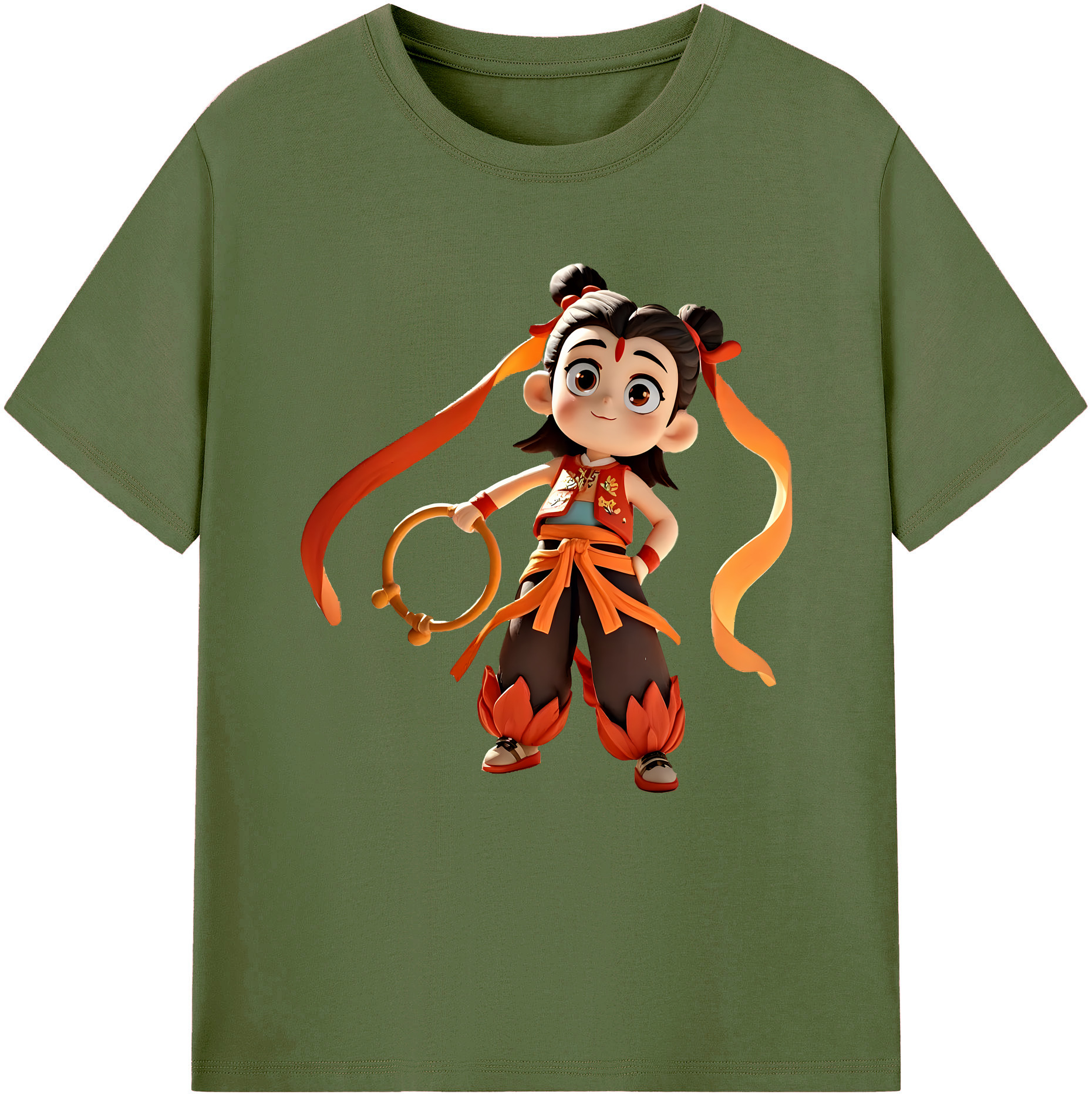 （画像用） Ne Zha 2 ナタ 魔童の大暴れ 綿100％半袖Tシャツ（フロントプリント）